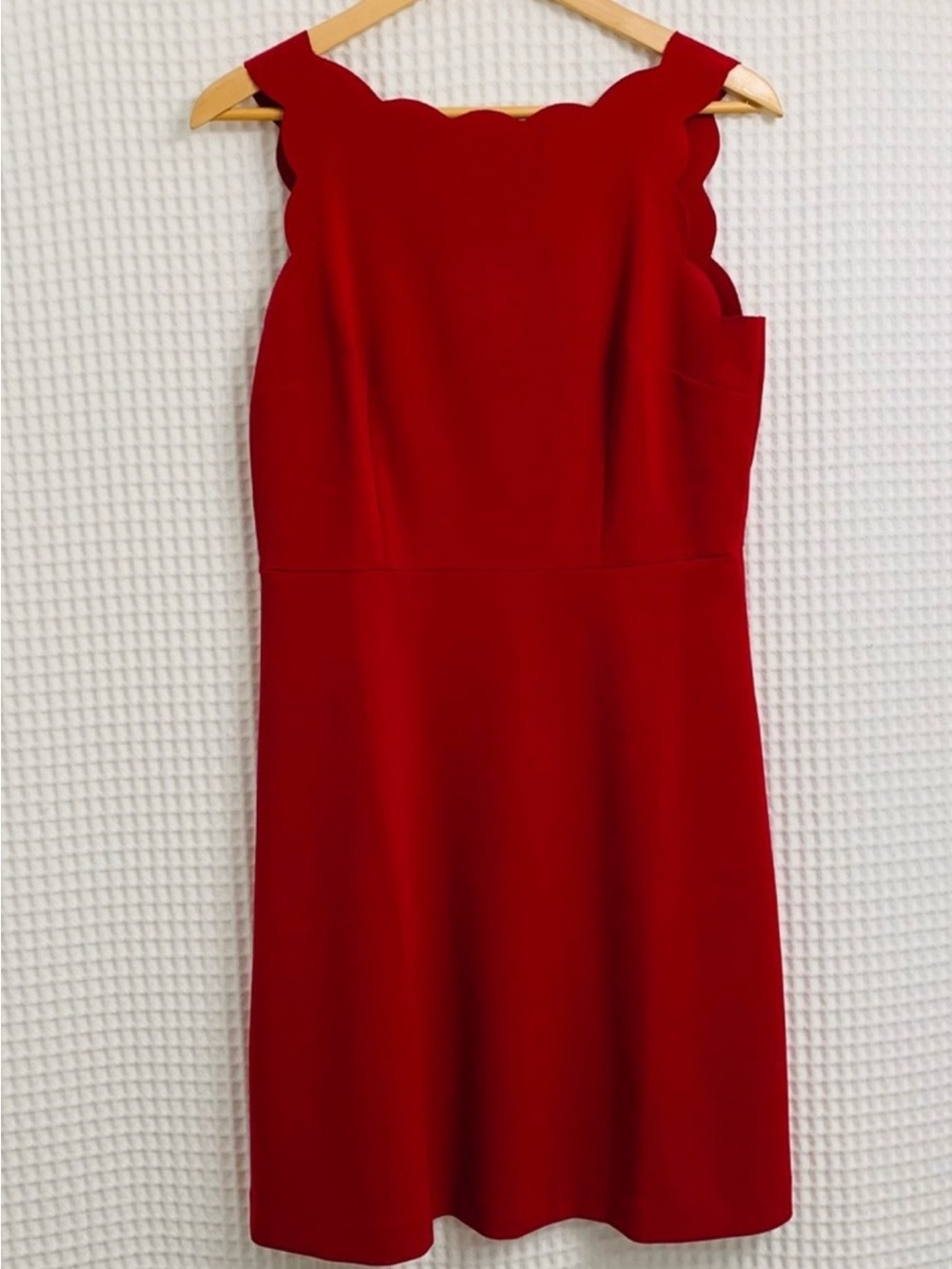 LOFT Red Scallop-Edge Midi Dress